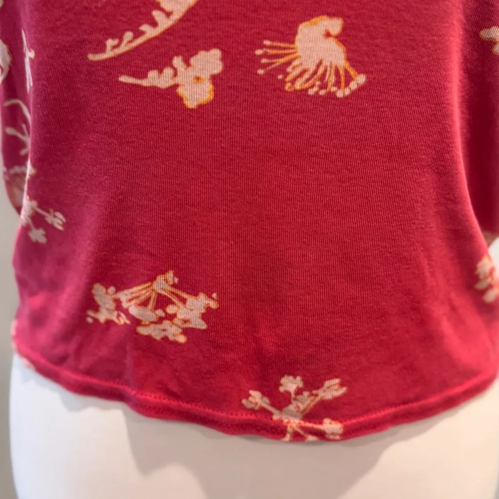 Free People Red Floral Print Scoop Neck Tank Top Vintage Style | Size M